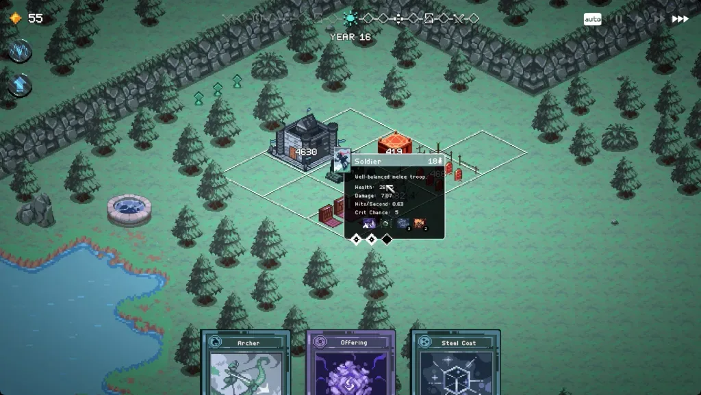 Selected Soldier plot with troop statistics above the kingdom grid