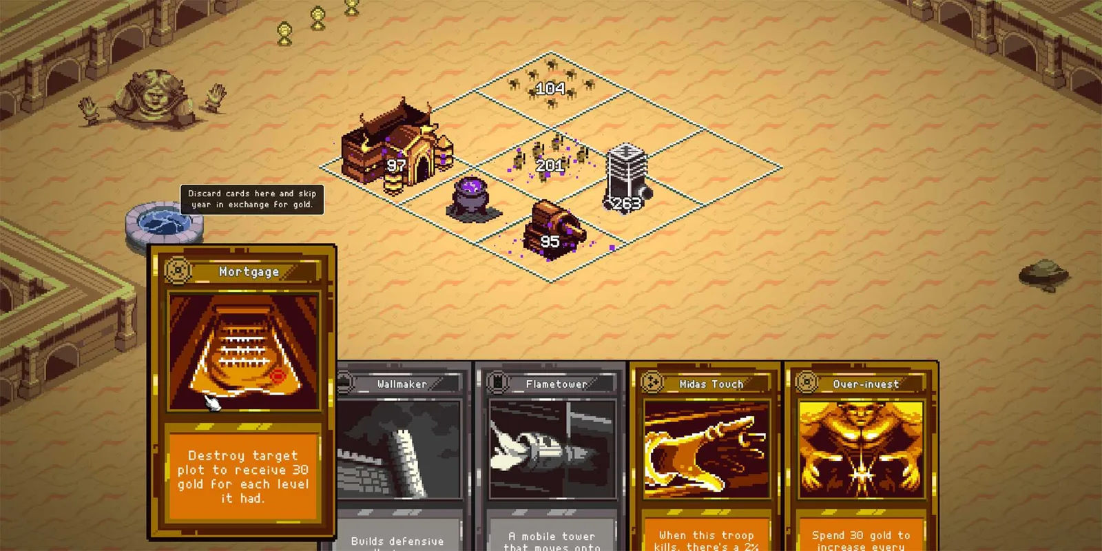 Mortgage selected in a hand of gold and tower cards