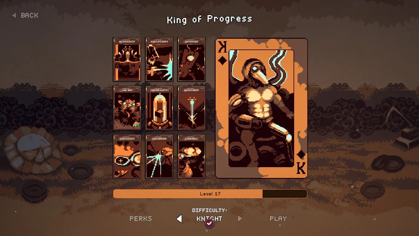 King of Progress and the starting card selection screen