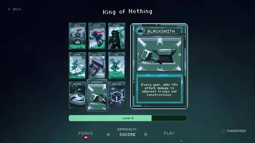 Blacksmith card in the card interface