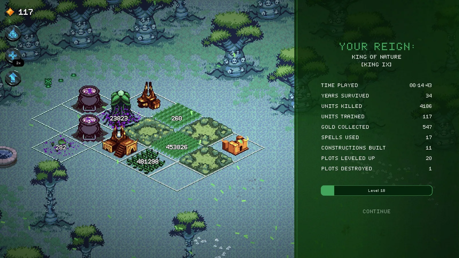 Nature kingdom with Treant, two Cauldrons, Forests and neighboring troop plots