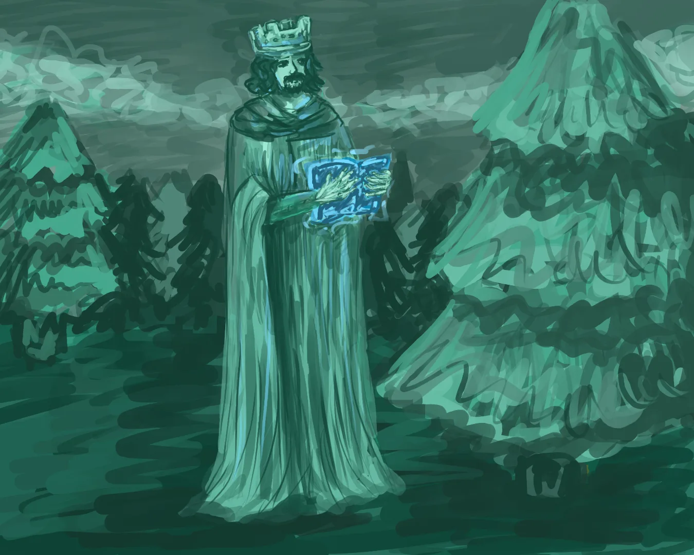 Community illustration of the King of Nothing holding cards